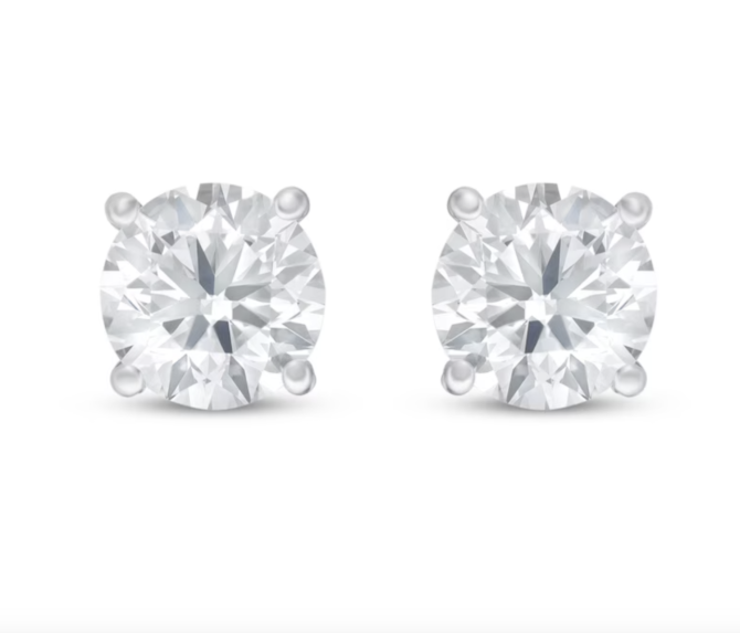 1/2 Carat Lab-Created Diamond Solitaire Earrings in 14K White Gold (SI2/F) – Round Cut - Image 3